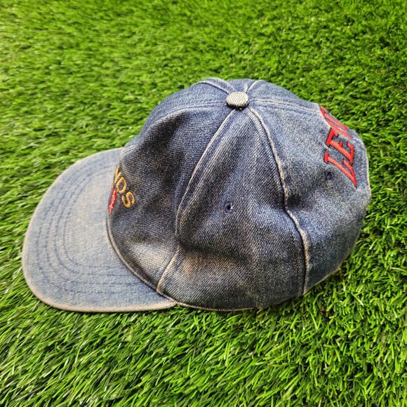 VTG 90s Levi's "Legends Never Die" Embroidered Faded Denim Dad Hat Baseball Cap - Picture 2 of 12